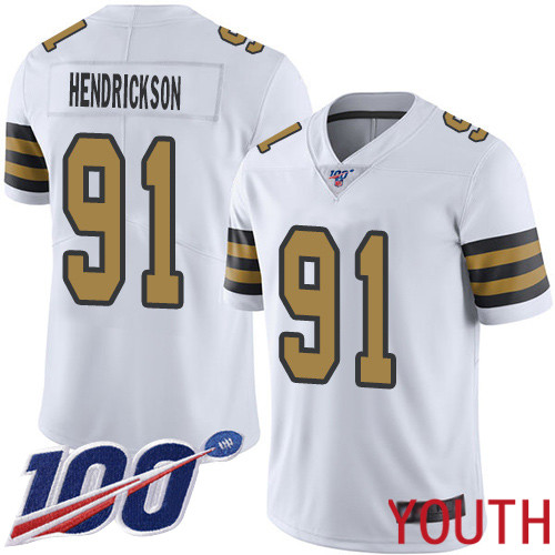 New Orleans Saints Limited White Youth Trey Hendrickson Jersey NFL Football #91 100th Season Rush Vapor Untouchable Jersey